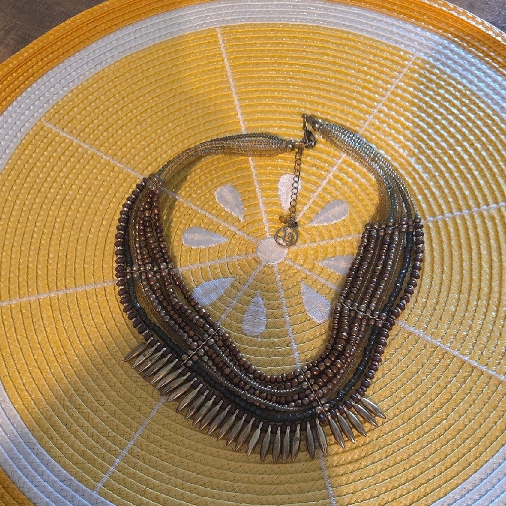 Erica Lyons Gold and Brown Multi-Strand Necklace